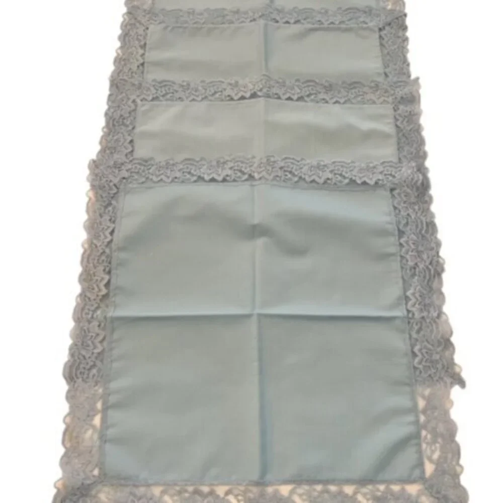 SALE!! 2 for $15 VTG Shabby Chic Baby Blue Fabric‎ Dinner Napkins Lace 17x17